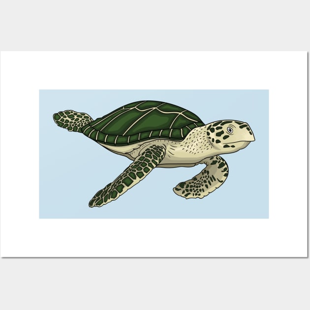 Sea turtle cartoon illustration Wall Art by Cartoons of fun